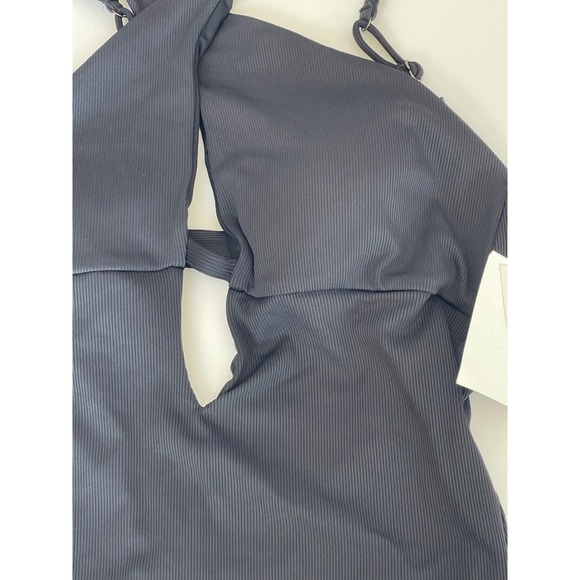 BECCA Black Fine Lines High Neck One Piece Swimsuit Women's Size XL - Picture 3 of 8